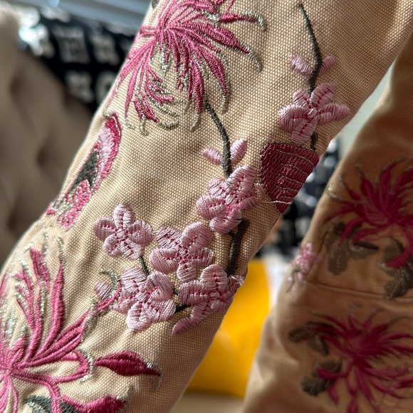 BLUE TIME (Johnny Was Vibe) Floral Embroidered Canvas Blazer Jacket Size S - Picture 4 of 8